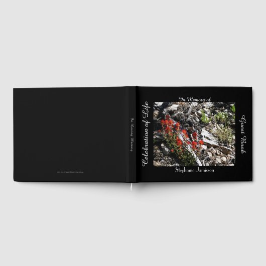 Viering van het leven, naam, rode bloemen en rotse gastenboek (Volledig)