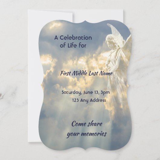 Viering van het leven Nodig Angel Sky Clouds Kaart (Achterkant)