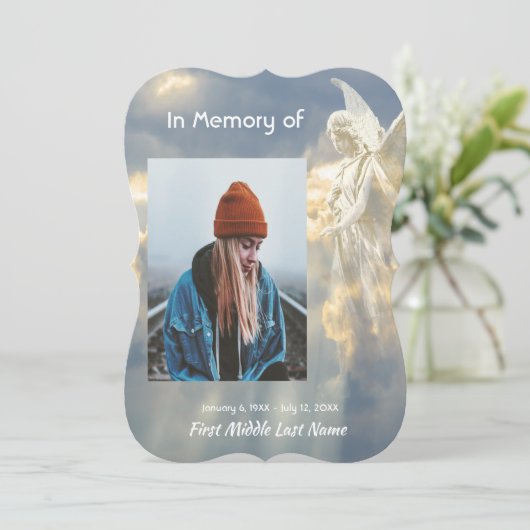 Viering van het leven Nodig Angel Sky Clouds Kaart (Staand voorkant)