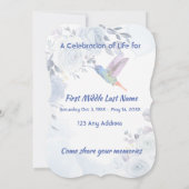 Viering van het leven Nodig Hummingbird Blue Rozen Kaart (Achterkant)