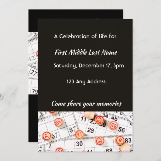 Viering van het leven Nodig Photo Bingo Game uit Kaart (Voorkant / Achterkant)