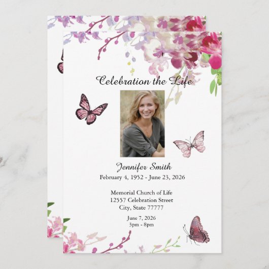 Viering van het leven Nodig roze orchideeën uit Kaart (Voorkant / Achterkant)