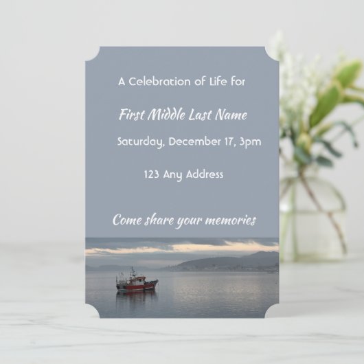 Viering van het leven Nodig Vissen Boat Fisherman  Kaart (Staand voorkant)