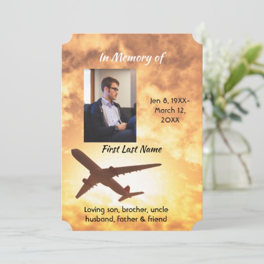 Viering van het leven Nodig Vliegtuigpiloot Kaart (Staand voorkant)