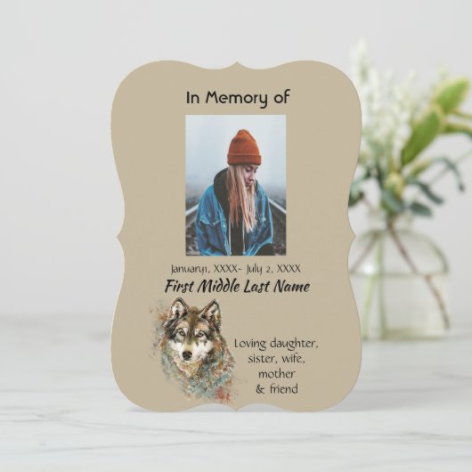 Viering van het leven Nodig Waterverf Wolf Animals Kaart (Staand voorkant)