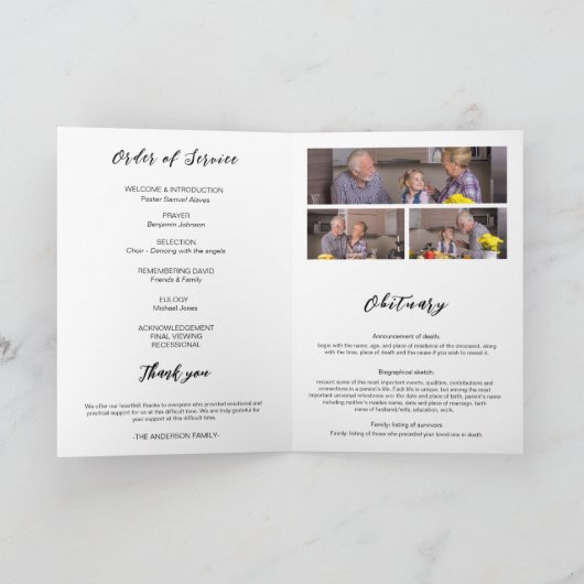 Viering van het leven Overlijdensbericht Fotocolla Programma (Binnen)