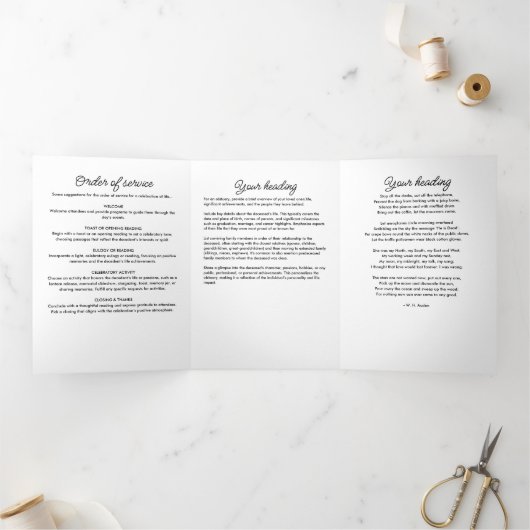 Viering van het leven Overlijdensdienst Order begr Drieluik Programma (Binnen)