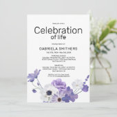 Viering van het leven Paars Floral Funeral Memoria Kaart (Staand voorkant)