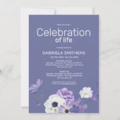 Viering van het leven Paars Floral Funeral Memoria Kaart (Voorkant)