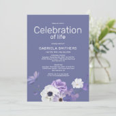 Viering van het leven Paars Floral Funeral Memoria Kaart (Staand voorkant)