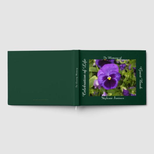 Viering van het leven Paarse Bloem Pansy Floral Gastenboek (Volledig)