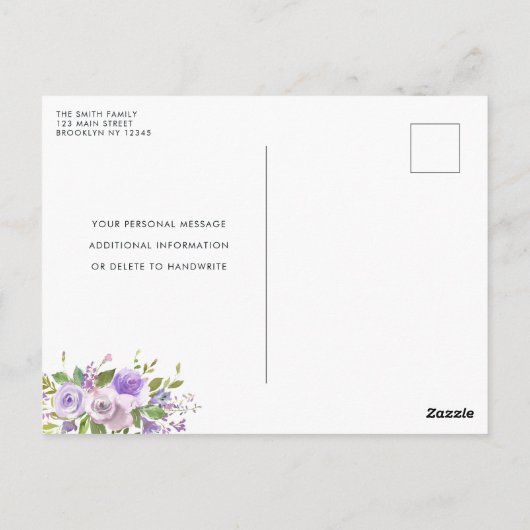 Viering van het leven Paarse Bloemen Begrafenis Me Briefkaart (Achterkant)