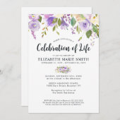 Viering van het leven Paarse Bloemen Begrafenis Me Kaart (Voorkant / Achterkant)