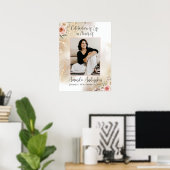 Viering van het Leven Perzik en Goud Funeral Poster (Thuiskantoor)