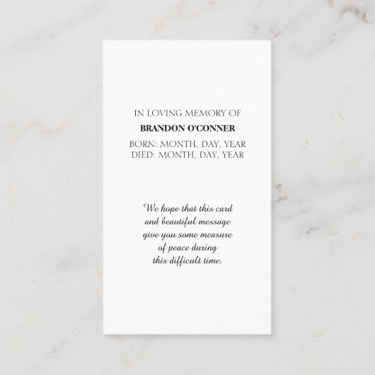 Viering van het leven Platteland Sympathie Card Visitekaartje (Achterkant)