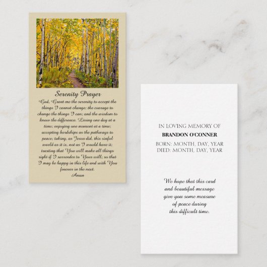 Viering van het leven Platteland Sympathie Card Visitekaartje (Voorkant / Achterkant)