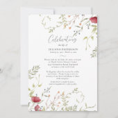 Viering van het leven  Rode Bloemen Begrafenis Kaart (Voorkant)