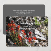 Viering van het Leven, Rode Bloemen en Rotsen Kaart (Voorkant / Achterkant)