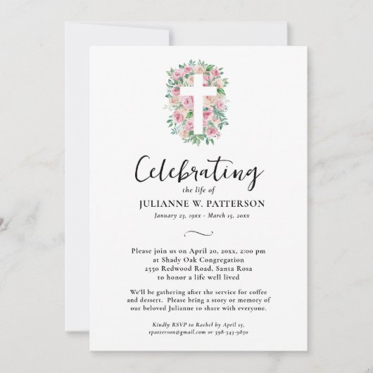 Viering van het leven, Roos Kruis, Foto, Begrafeni Kaart (Voorkant)