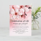 Viering van het leven | Roze bloesem begrafenis Kaart (Staand voorkant)
