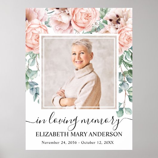 Viering van het Leven Roze Pioen Bloemige Foto Poster (Voorkant)