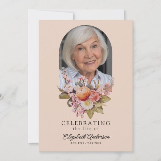 Viering van het leven Roze Rozen & pioenen Bloemen Kaart (Voorkant)