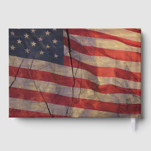 Viering van het leven Rustic American Flag Memoria Gastenboek (Achterkant)
