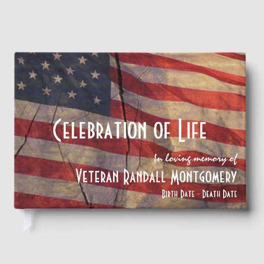 Viering van het leven Rustic American Flag Memoria Gastenboek (Voorkant)