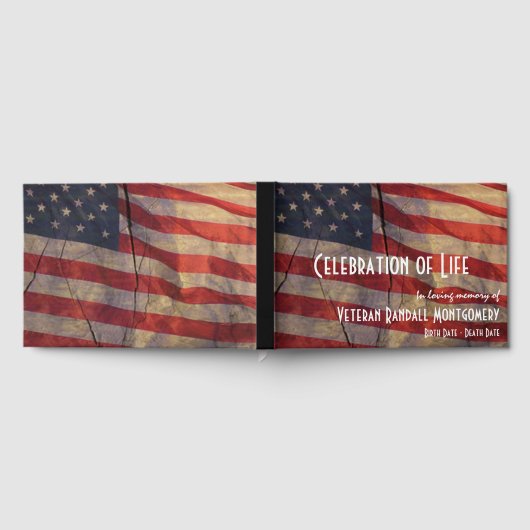 Viering van het leven Rustic American Flag Memoria Gastenboek (Volledig)