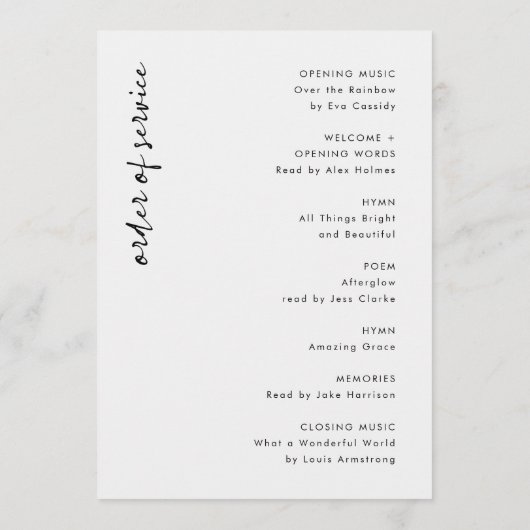 Viering van het leven | Schademigheid van de diens Programmakaart (Achterkant)