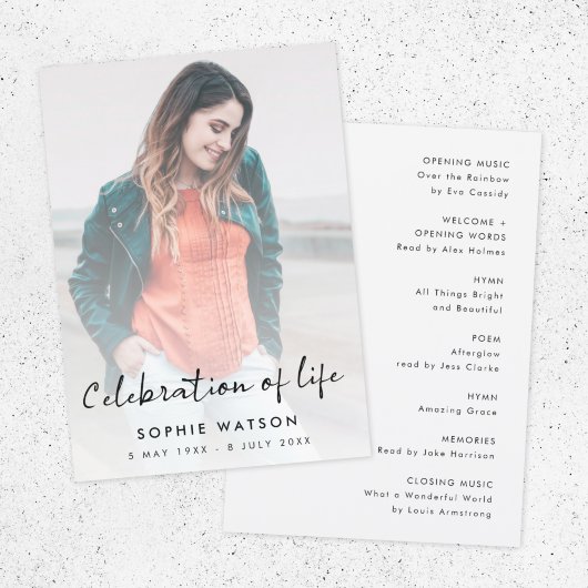 Viering van het leven | Schademigheid van de diens Programmakaart