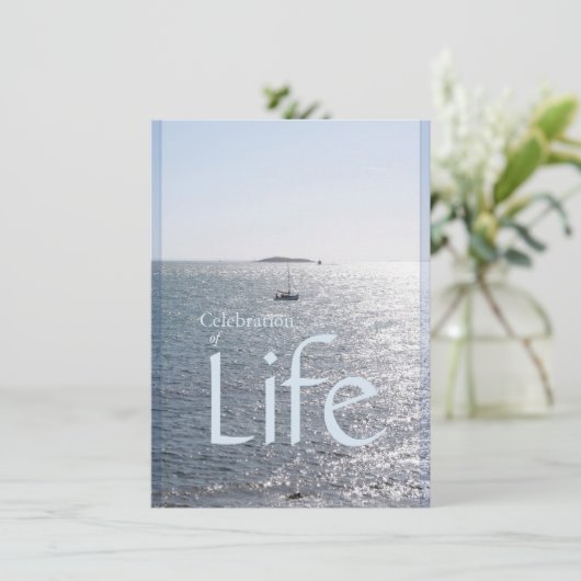 Viering van het leven Seascape 1 Uitnodiging (Staand voorkant)