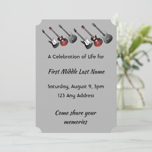 Viering van het leven Service Muzikant Gitaarmuzie Kaart (Staand voorkant)