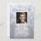 Viering van het leven - Silver Memorial Invitation Kaart (Voorkant)