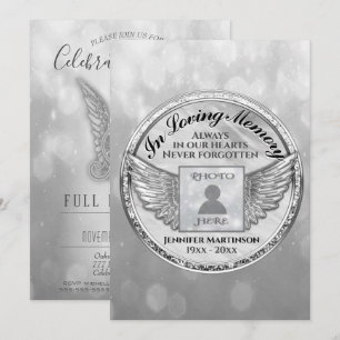 Viering van het leven - Silver Memorial Invitation Kaart