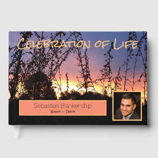 Viering van het leven Sinaasappel Horizon Custom P Gastenboek (Voorkant)