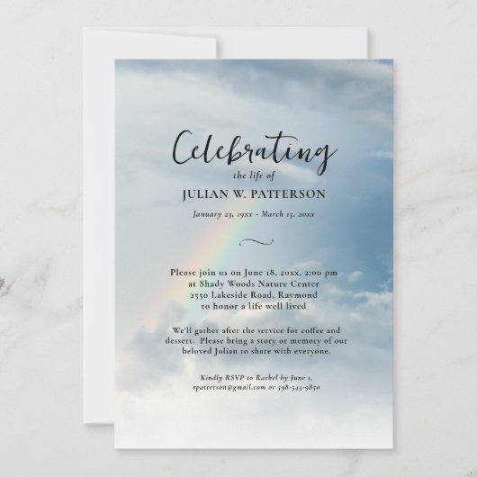 Viering van het leven, Sky Clouds Rainbow Funeral Kaart (Voorkant)