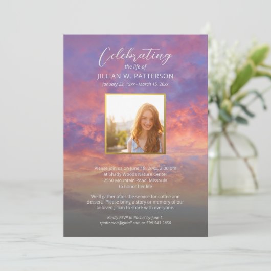 Viering van het leven Sky Clouds Sunset begrafenis Kaart (Staand voorkant)