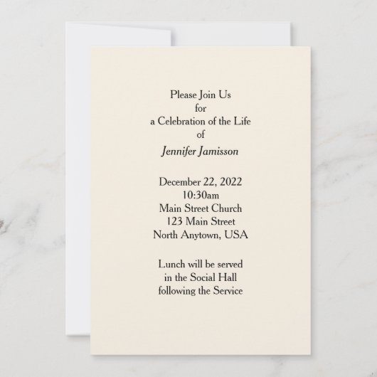 Viering van het leven, Storm in de bergen, woestij Kaart (Achterkant)