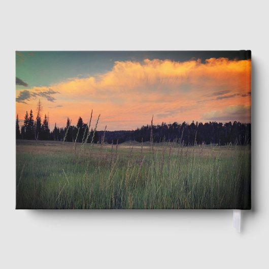 Viering van het leven Tranquil Sunset Custom Photo Gastenboek (Achterkant)