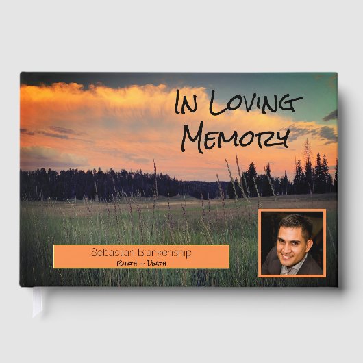 Viering van het leven Tranquil Sunset Custom Photo Gastenboek (Voorkant)