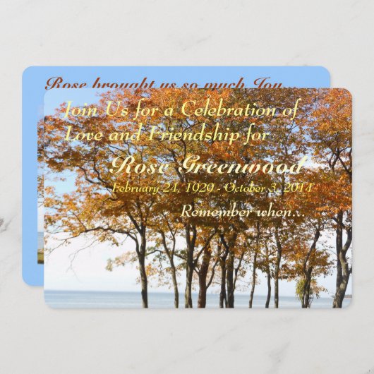 Viering van het leven - Uitnodiging (Voorkant / Achterkant)