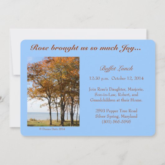 Viering van het leven - Uitnodiging (Achterkant)