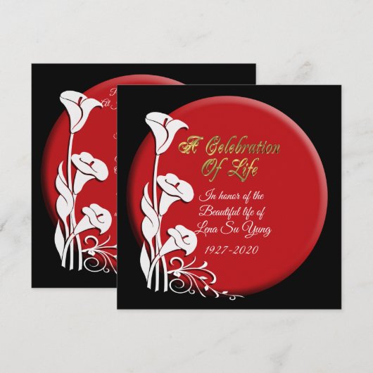 Viering van het leven Uitnodiging Aziatische Lelie (Voorkant / Achterkant)