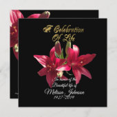Viering van het leven Uitnodiging Aziatische Lelie (Voorkant / Achterkant)