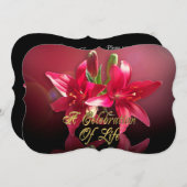 Viering van het leven Uitnodiging Aziatische Lelie (Voorkant / Achterkant)