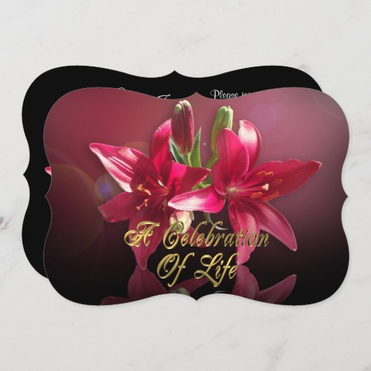 Viering van het leven Uitnodiging Aziatische Lelie (Voorkant / Achterkant)