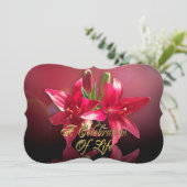 Viering van het leven Uitnodiging Aziatische Lelie (Staand voorkant)