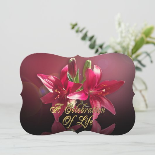 Viering van het leven Uitnodiging Aziatische Lelie (Staand voorkant)