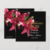 Viering van het leven Uitnodiging Aziatische Lelie (Voorkant / Achterkant)